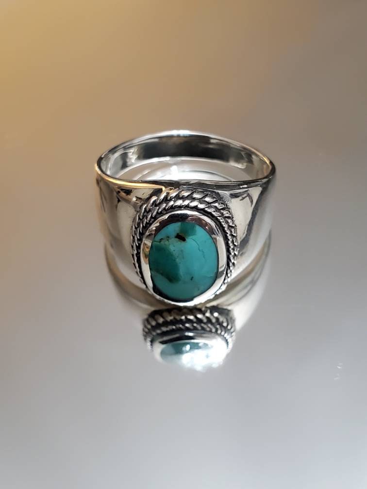 Turquoise Men's Ring, Sterling Silver Ring, 925 Stamped Ring, Signet Men's Band, Genuine Turquoise Stone for men