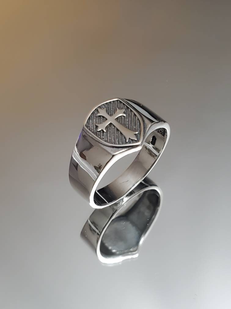 Cross Ring Men's Sterling Silver Ring