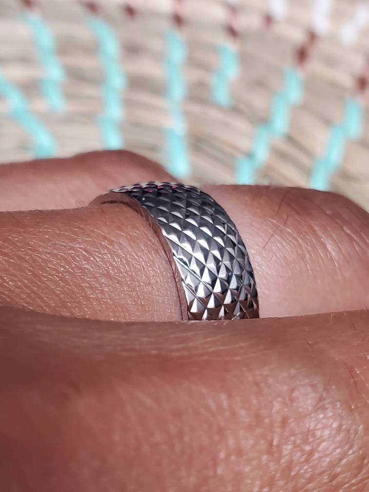 Stainless Steel 316L Men's Diamond Thread Design Ring
