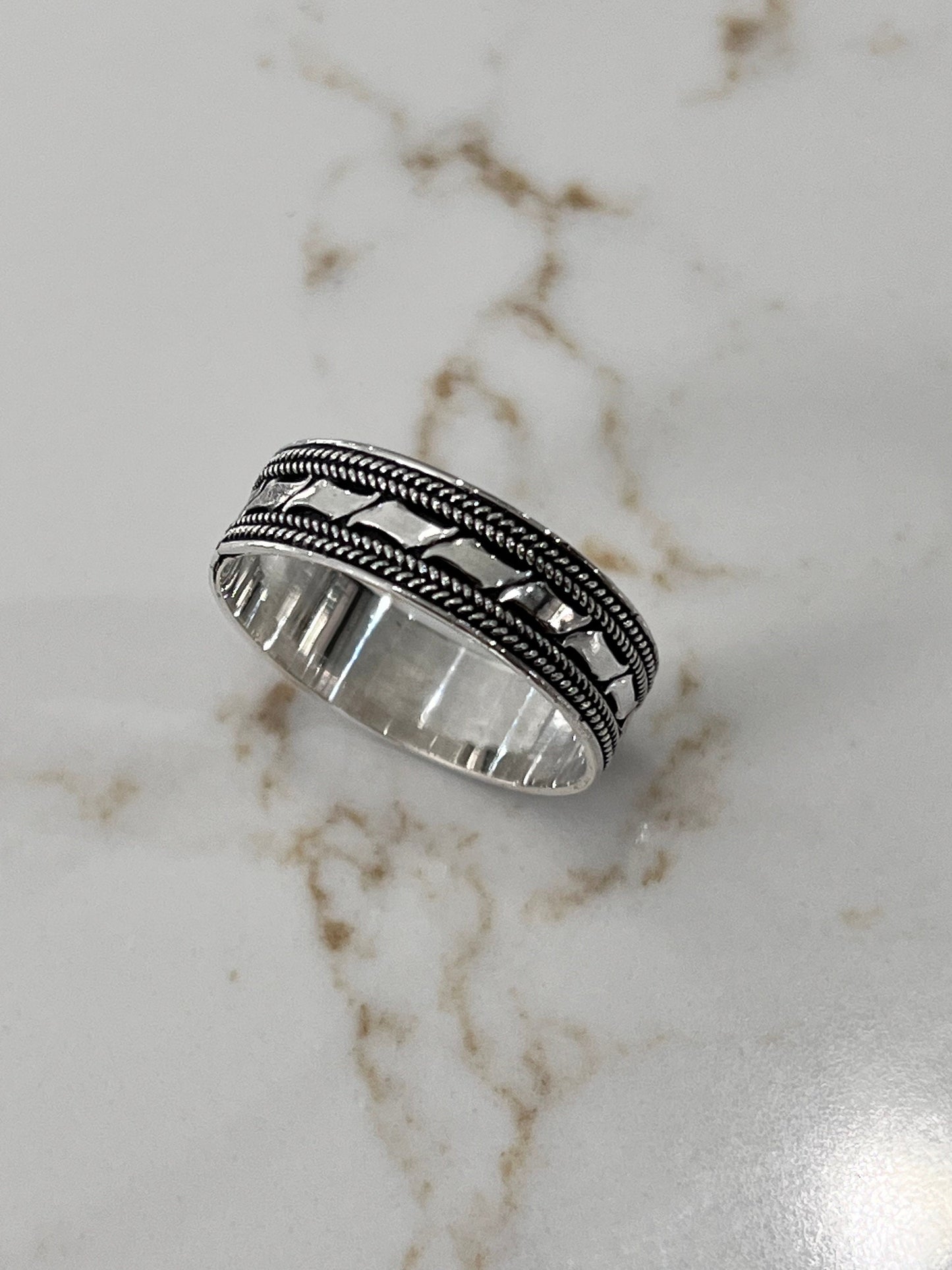 Double Braided Men's Bali Ring Sterling Silver