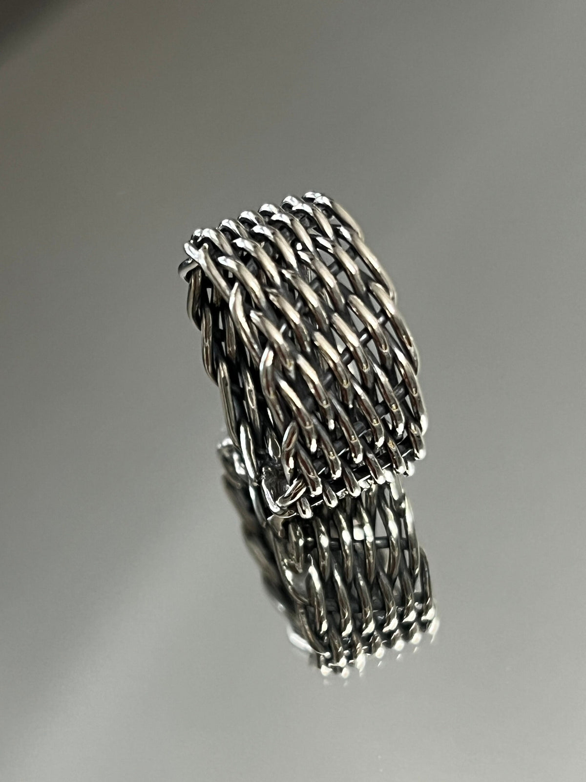 Wide Weaved Men's Ring – 925 Sterling Silver