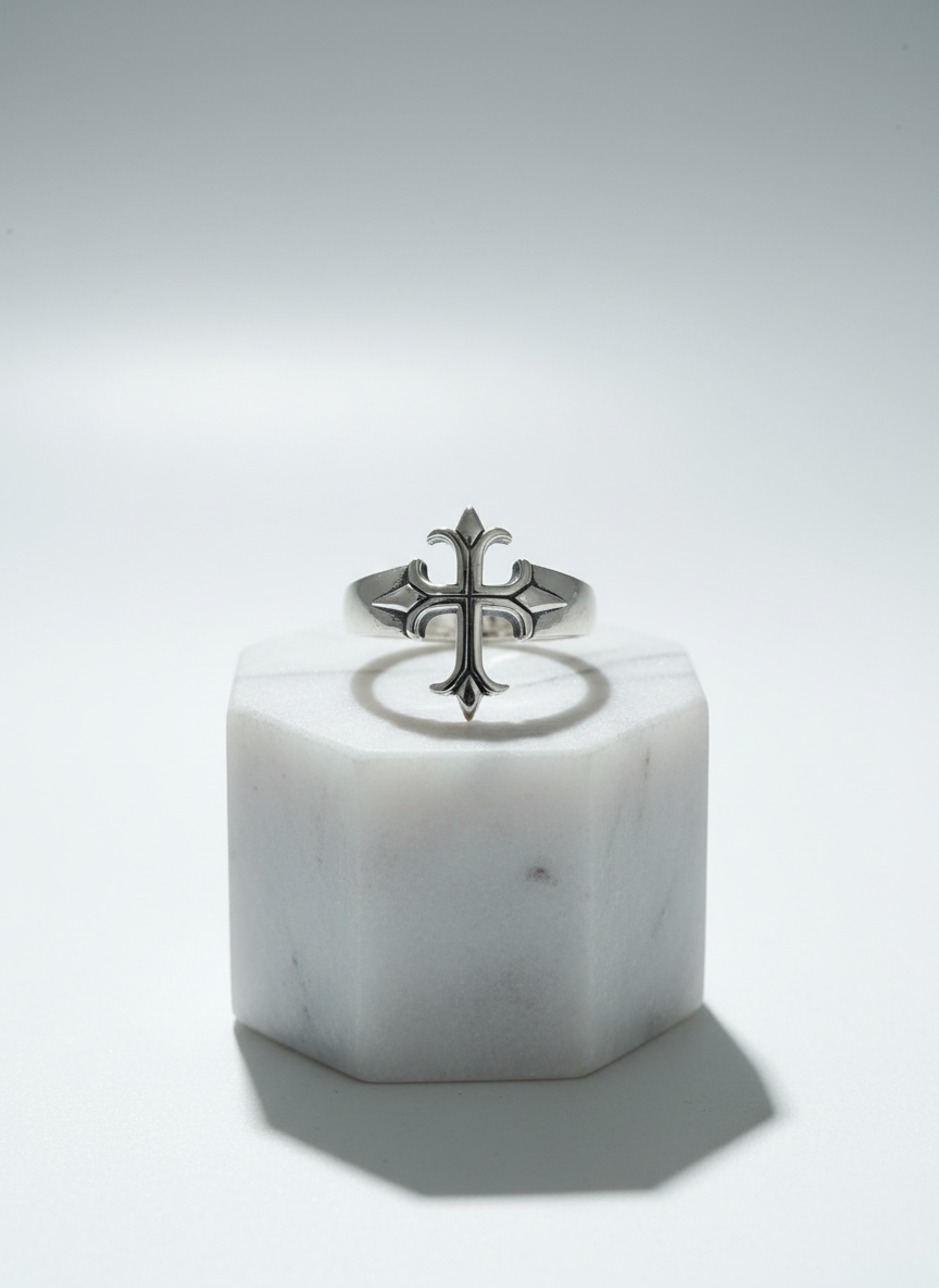 Sterling Silver Cross Ring, Cross Medieval Ring Men's Ring, Gift for Men, Biker's Ring