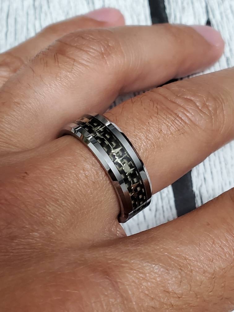 Heartbeat Men's Ring – Tungsten with 8mm Band Width