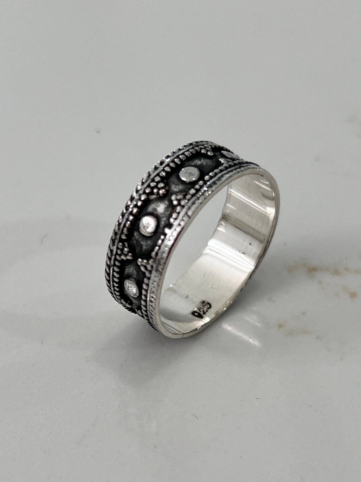 Spotted Bali Ring, Sterling Silver, 925, Men's Ring,