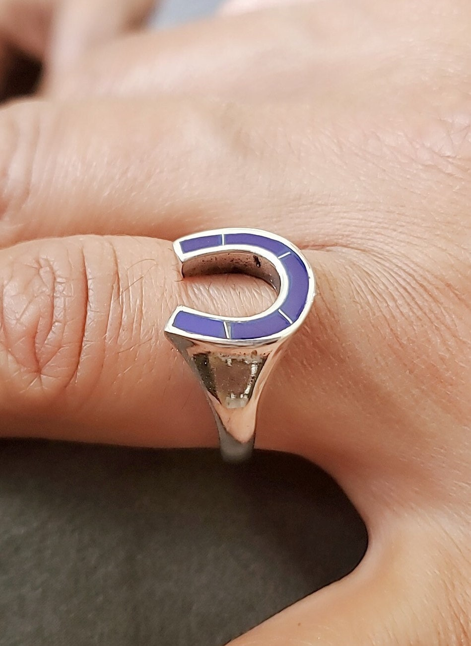 Horse Shoe Blue Rider Ring