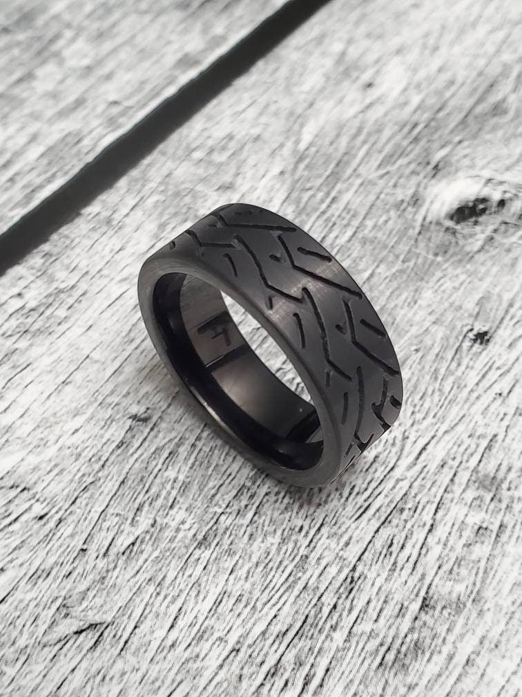 Black Tire Ring, Tungsten Men's Band