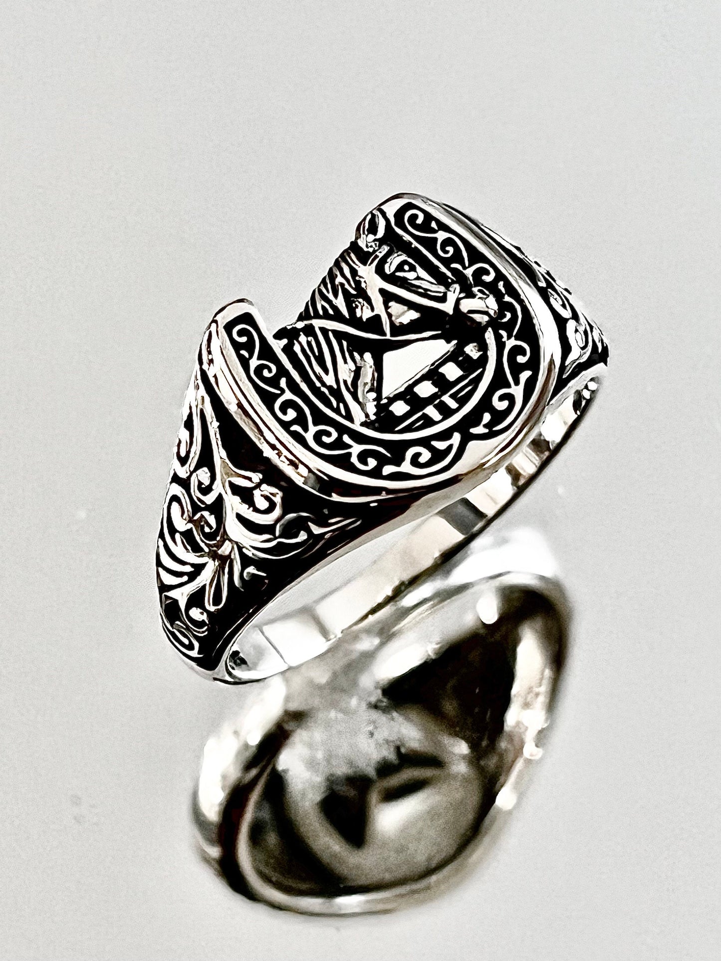 Sterling Silver Horse Ring: Lucky Horseshoe Equestrian Jewelry