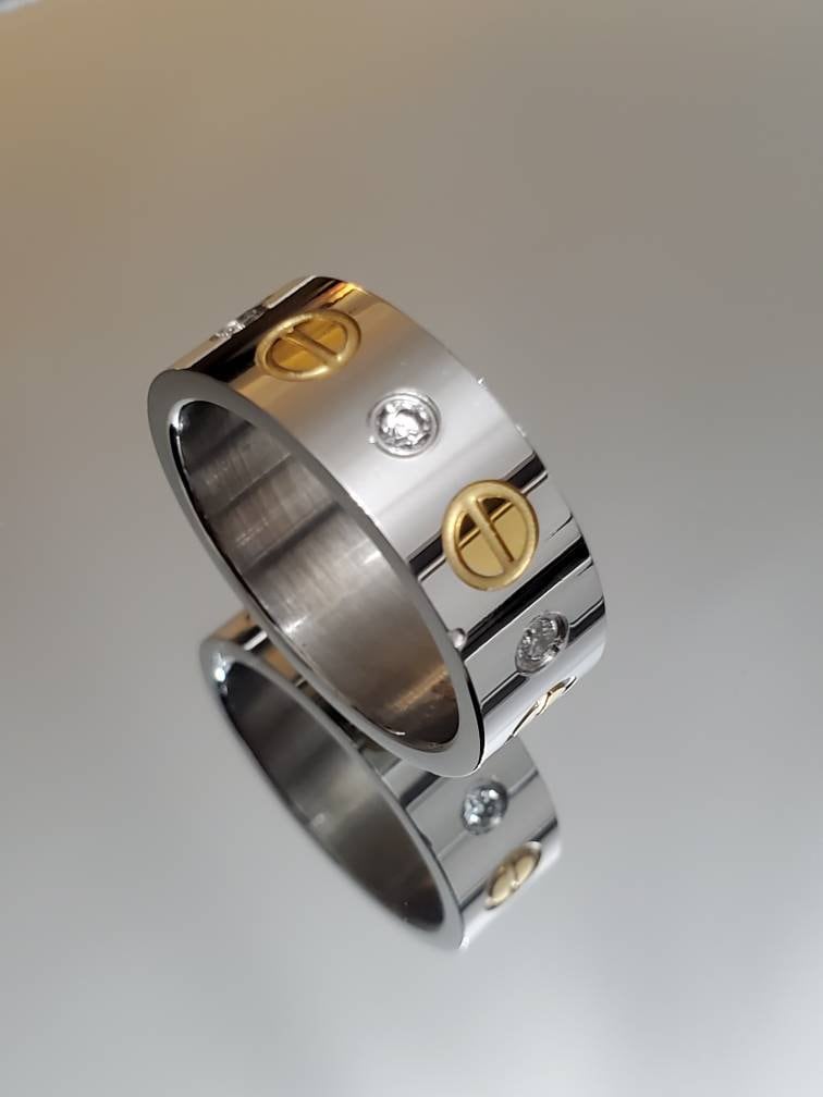 Silver Gold Plated Men's Ring