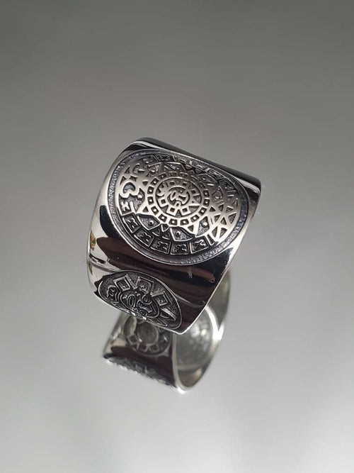 Aztec Calendar Men's Ring – Sterling Silver