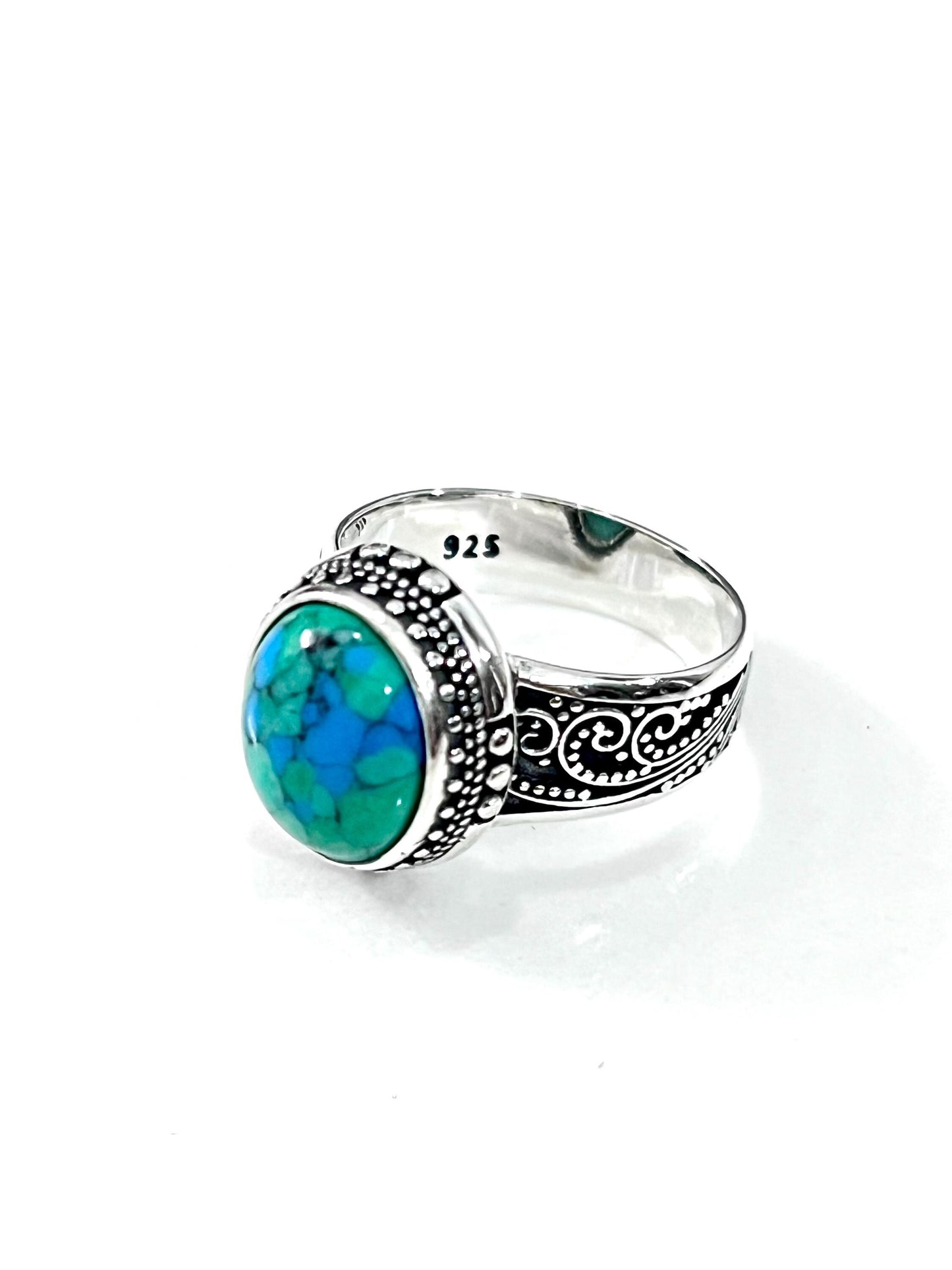 Sterling Silver Signet Ring: Bali-Inspired Agate or Turquoise Statement Jewelry
