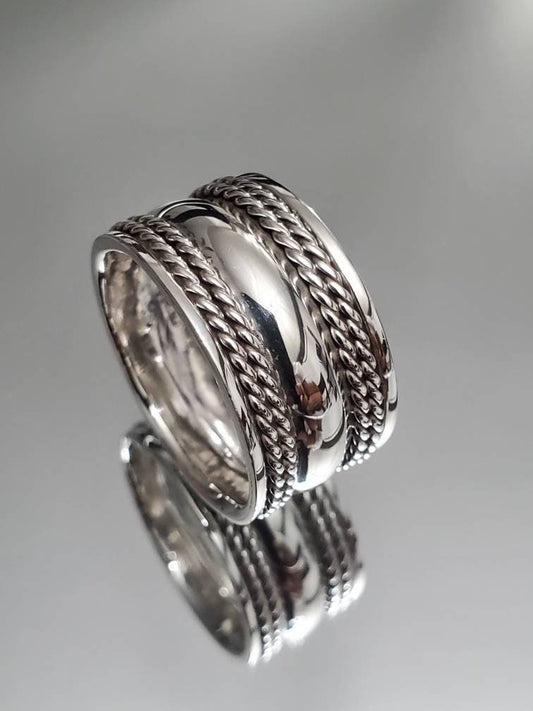 Double Chain Link Sterling Silver Men's Band