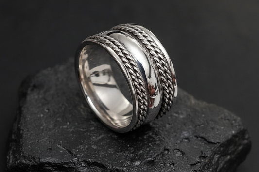 Double Chain Link Sterling Silver Men's Band