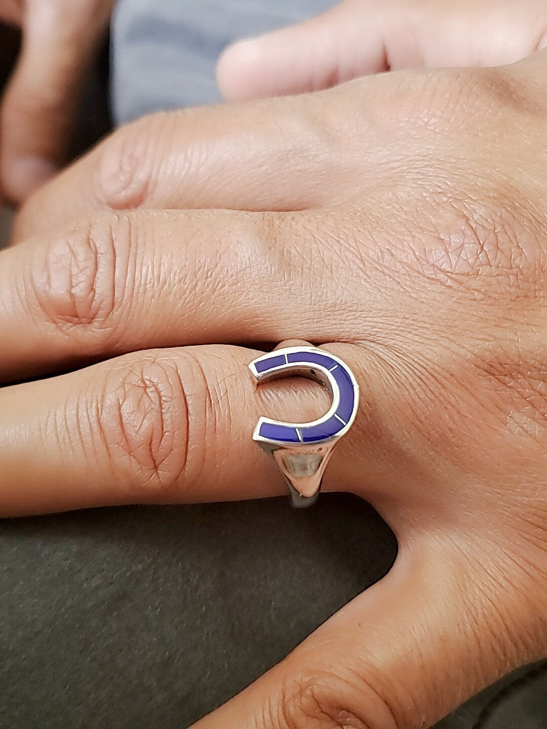 Horse Shoe Blue Rider Ring