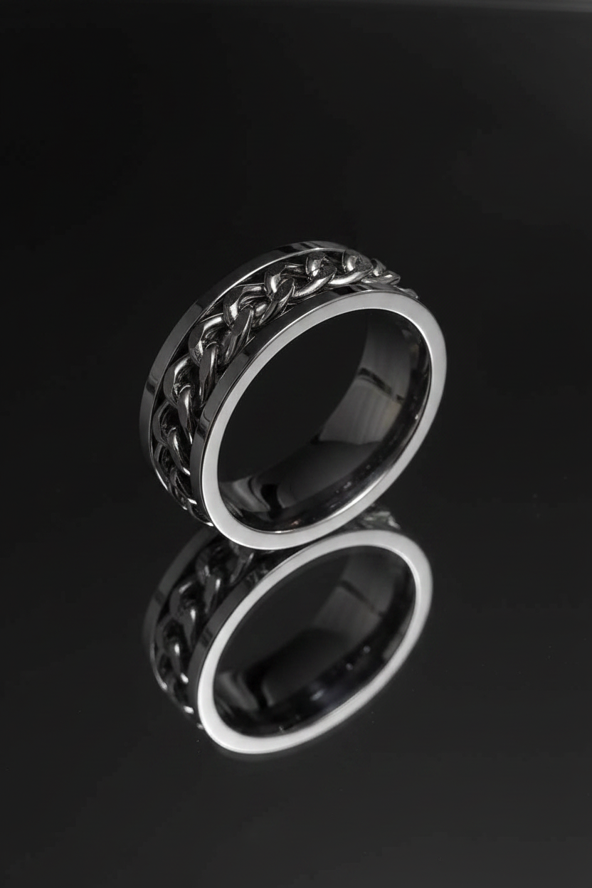 Link Wedding Ring – Stainless Steel with 8mm Band Width