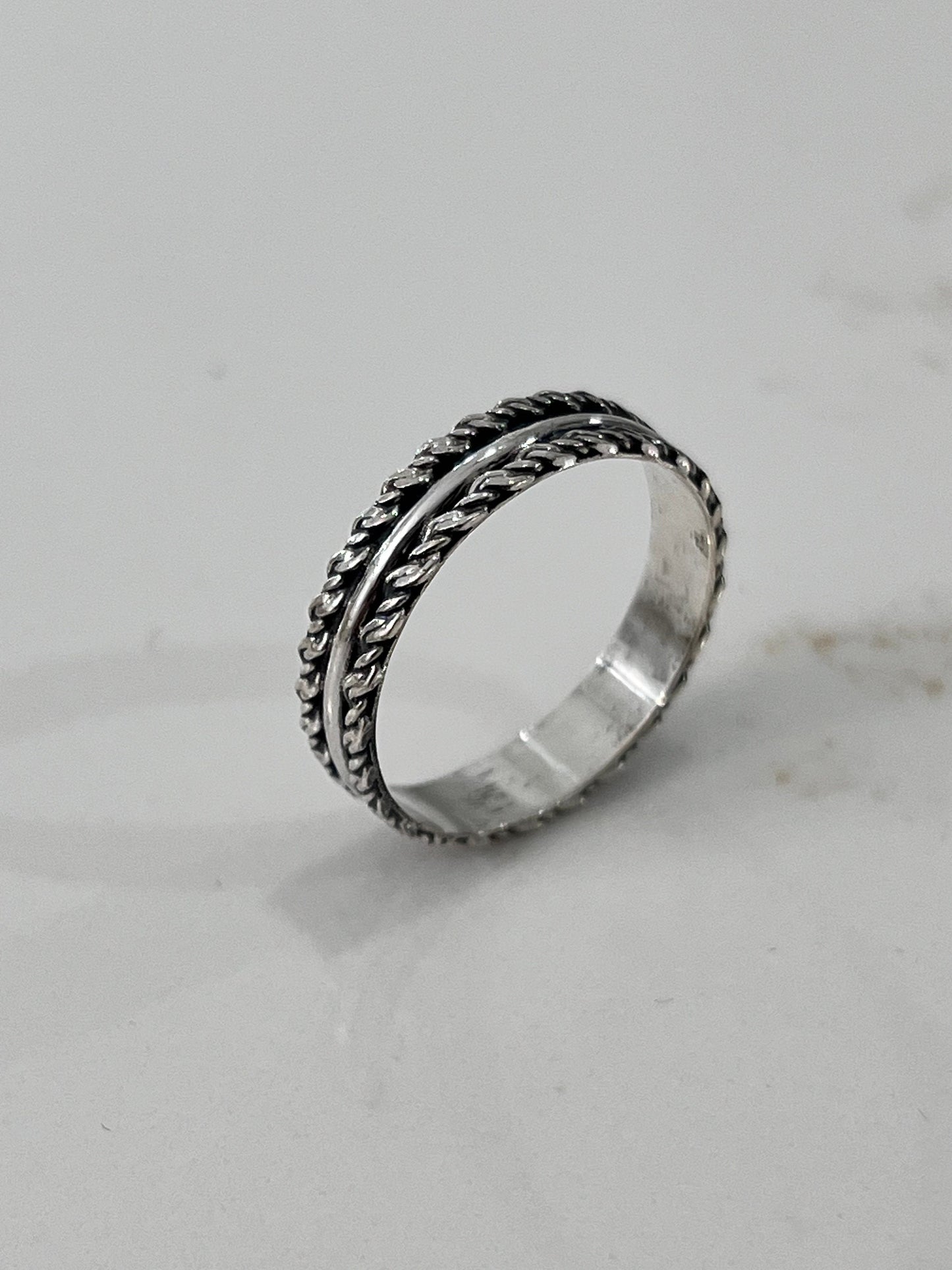 Sterling Silver Rope Ring, Durable Men's Band, Silver Band, Wedding Statement Ring, Gift for him/her, Unisex