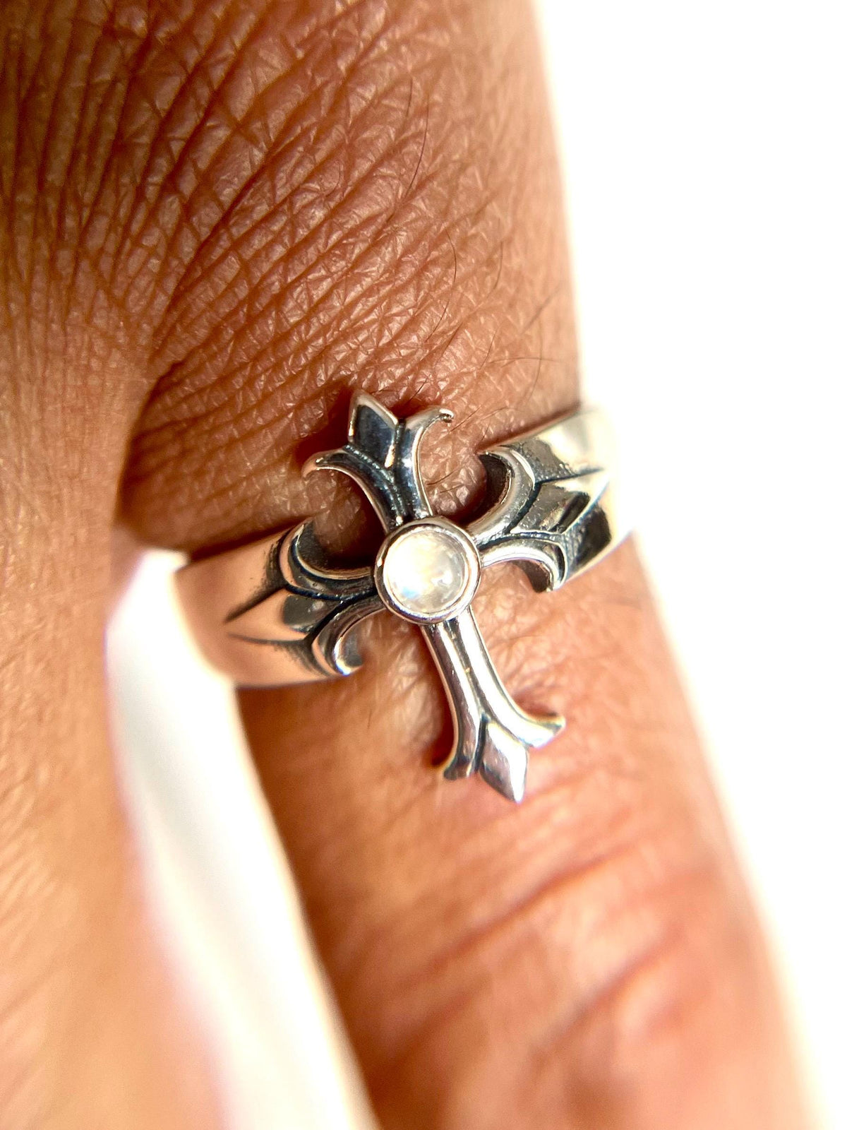 Eye Cross Moonstone Ring – Sterling Silver