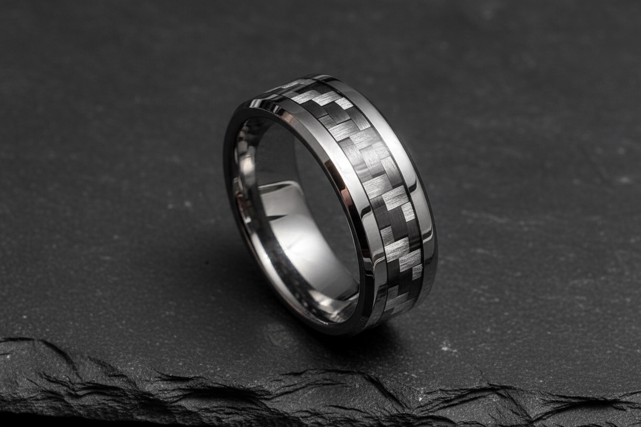 Men's Carbon Fiber Tungsten Ring Car Enthusiast