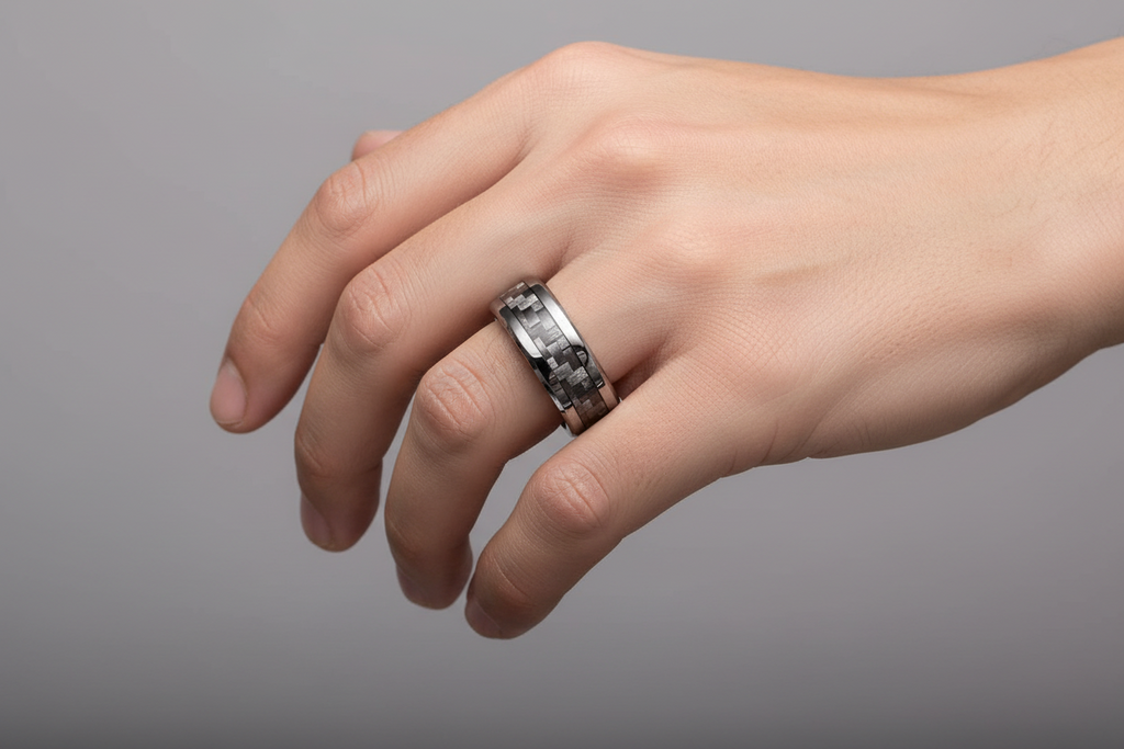 Men's Carbon Fiber Tungsten Ring Car Enthusiast