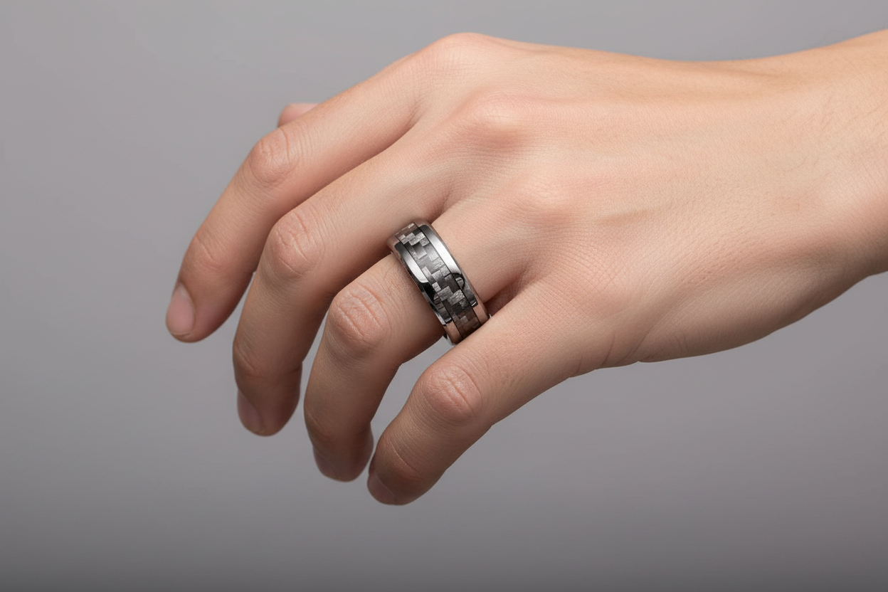 Men's Carbon Fiber Tungsten Ring Car Enthusiast