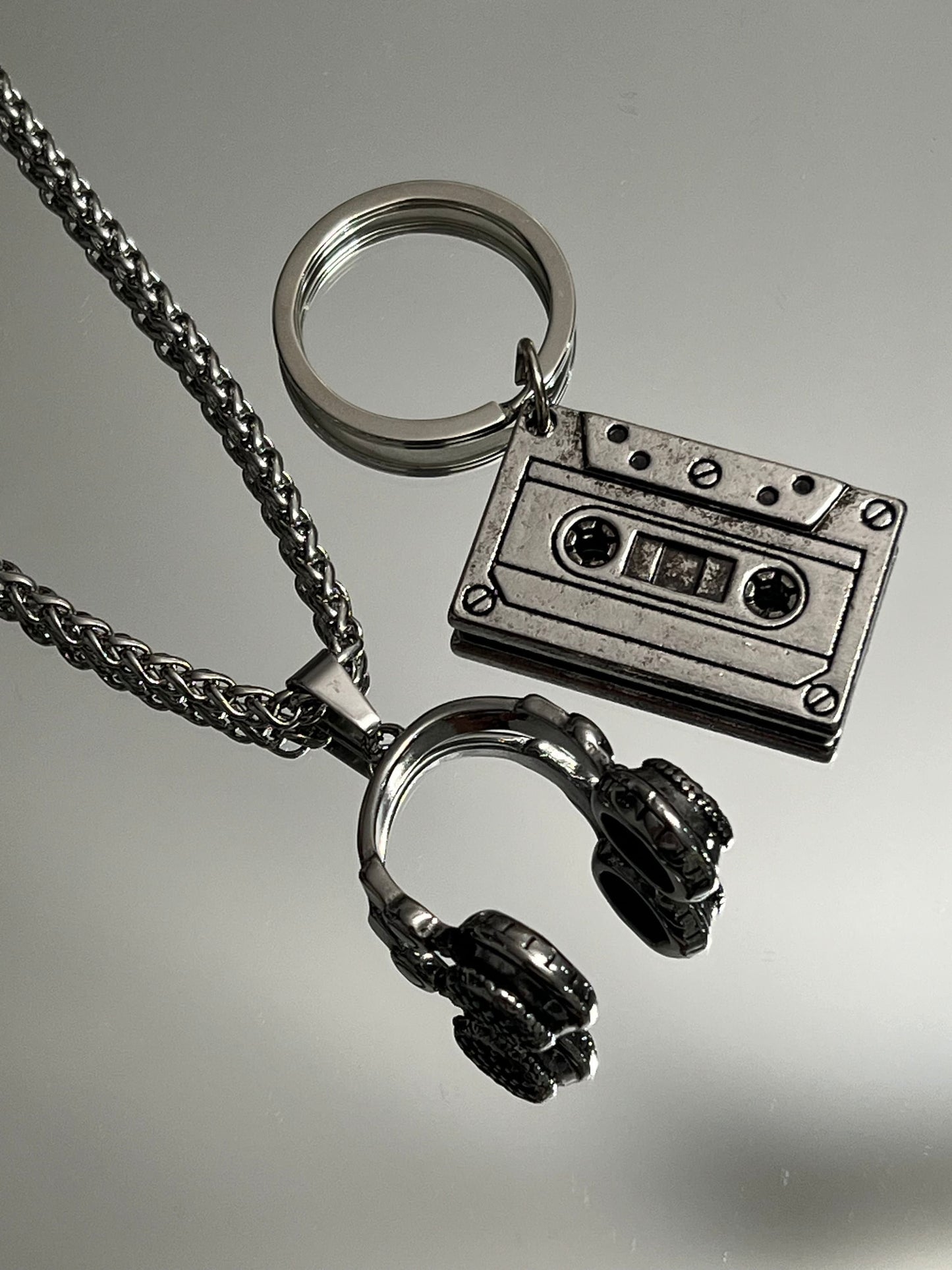 Vintage Cassette Keychain and Headphones