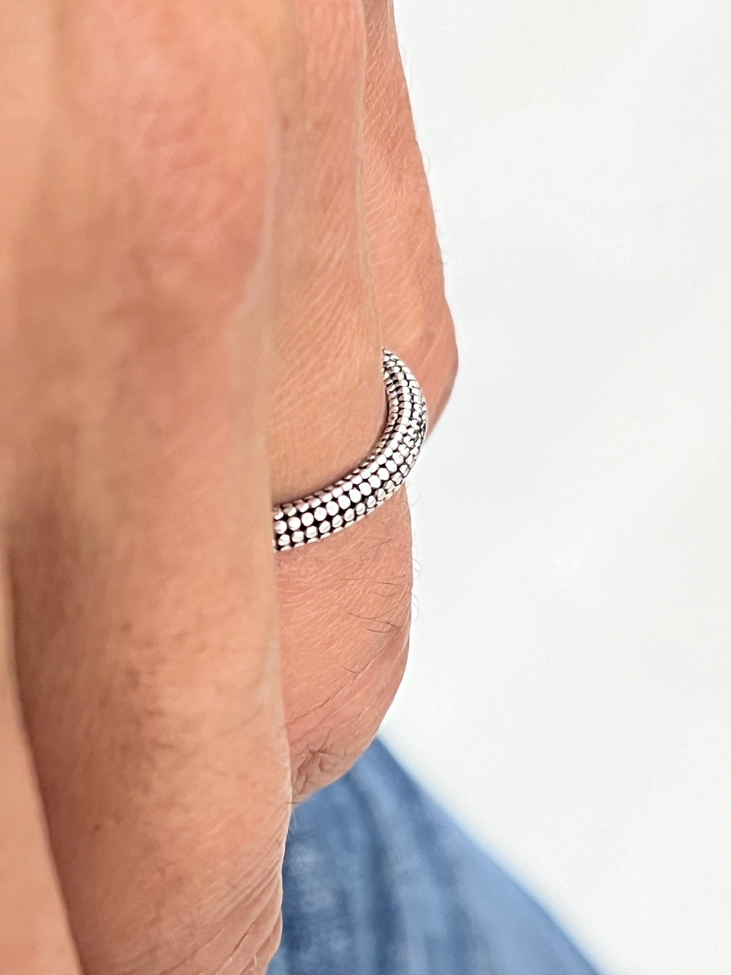 Beaded Ring, Sterling Silver Band Unisex Band