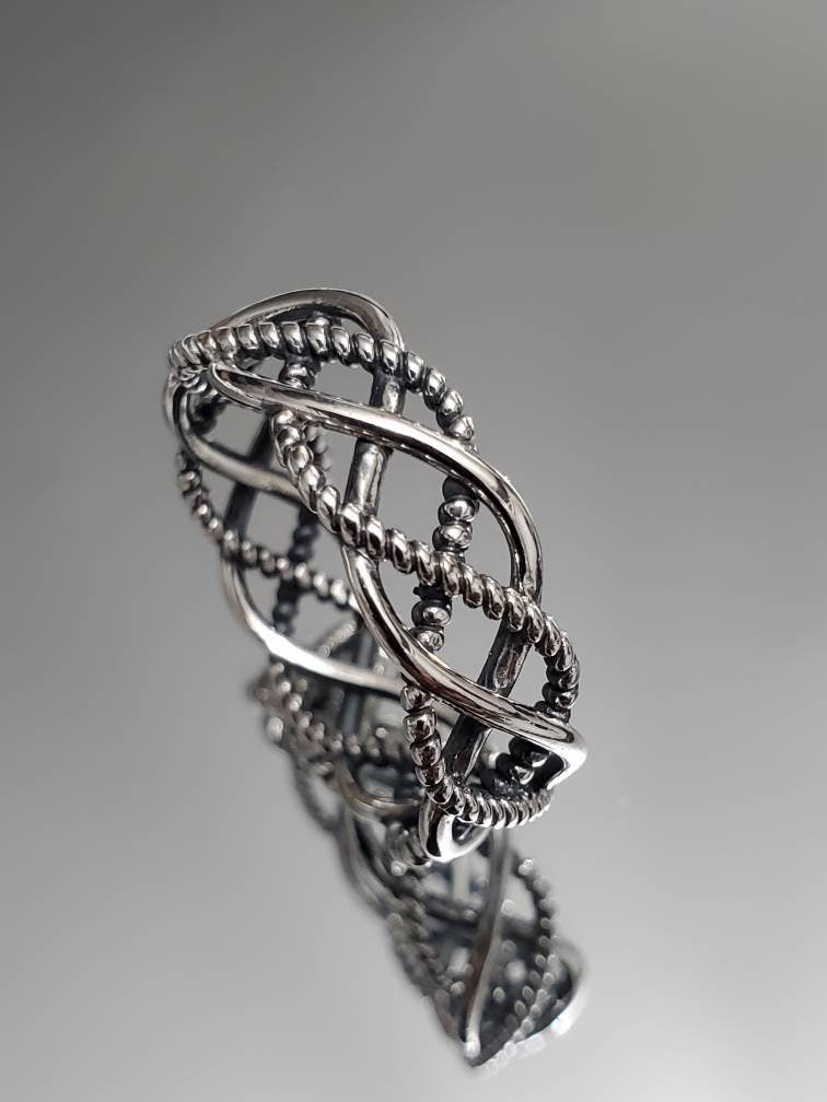 Braided Wire Band – 7mm Wide Sterling Silver Ring