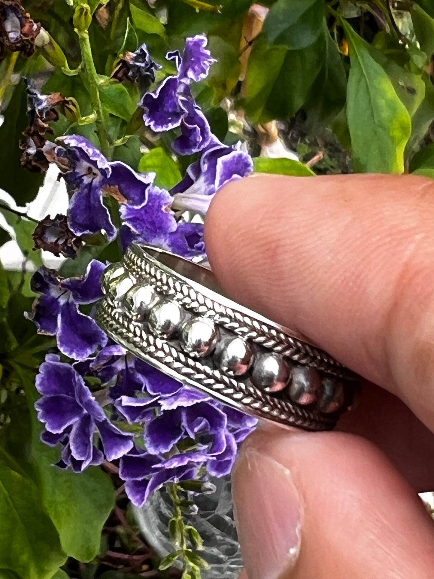 Bali Bead Sterling Silver Ring