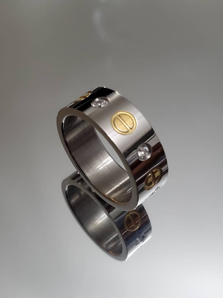 Silver Gold Plated Men's Ring