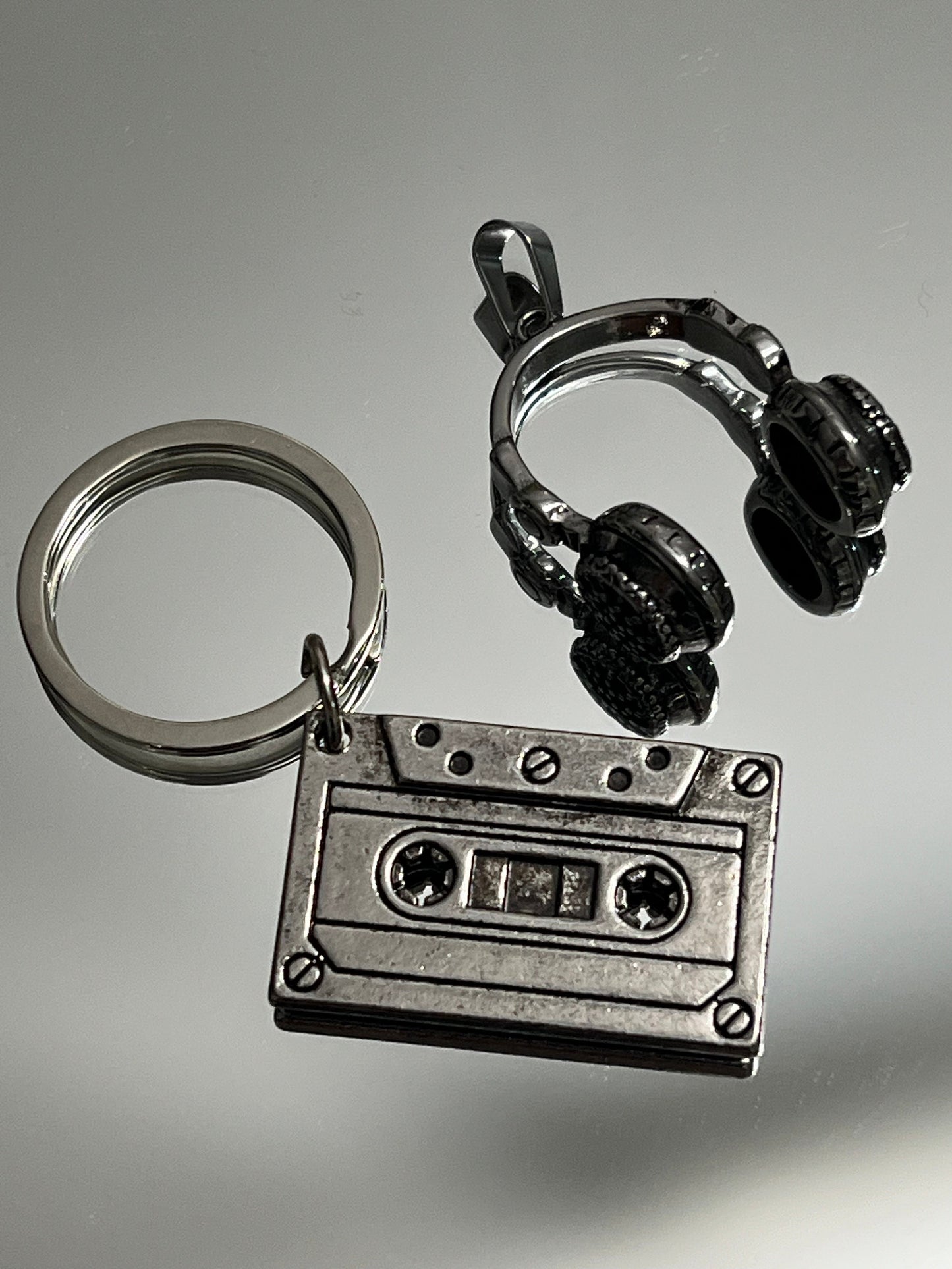 Vintage Cassette Keychain and Headphones