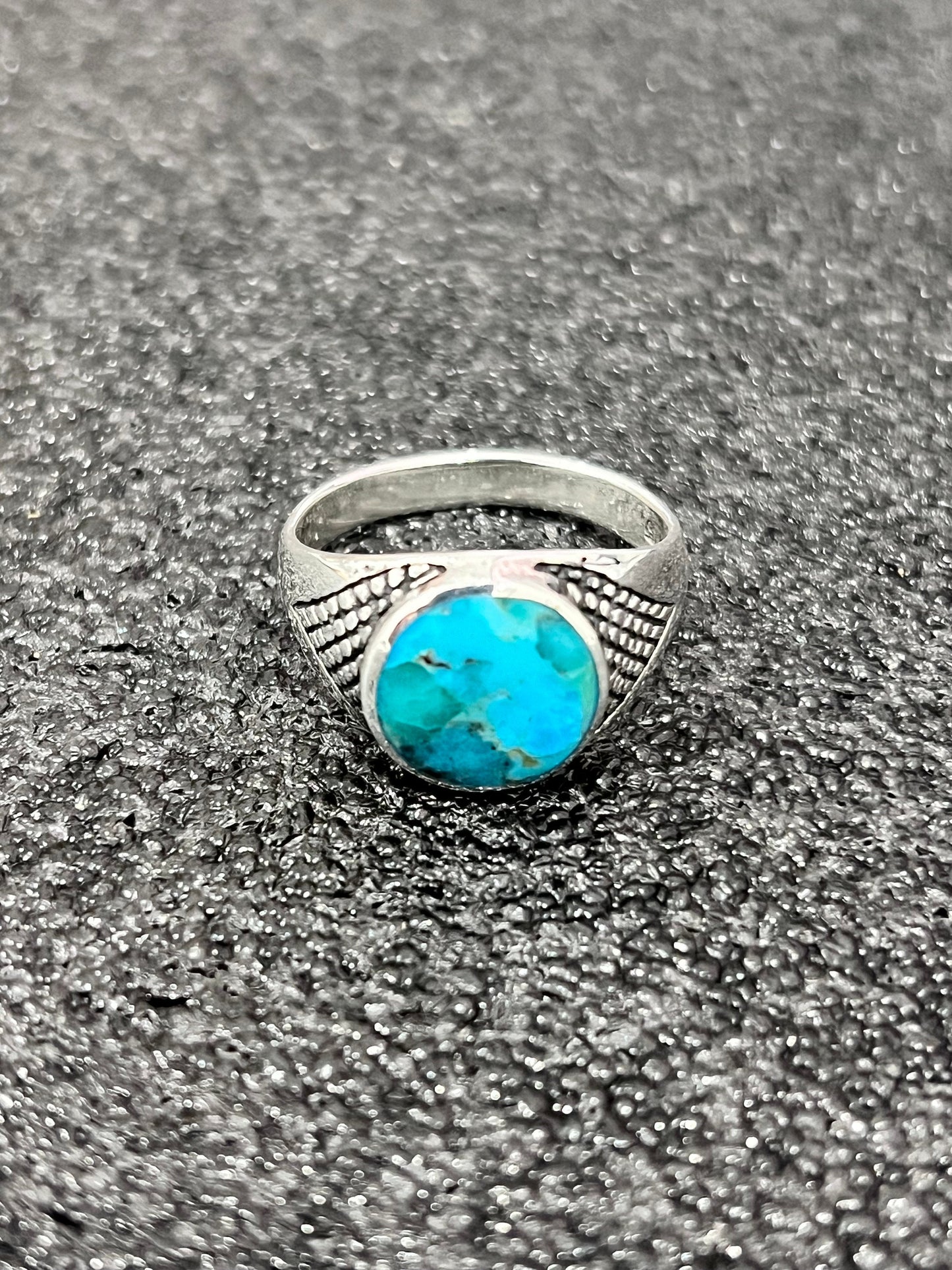 Turquoise Men's Ring, Sterling Silver Ring, 925 Stamped Ring, Signet Men's Band, Genuine Turquoise Stone for men