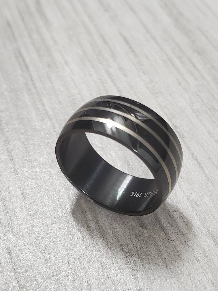 Black 3 Stripe Ring