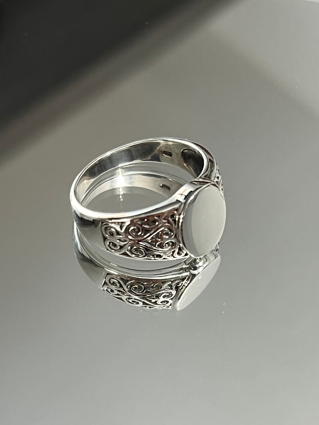 Silver Signet Engagement Band for Men