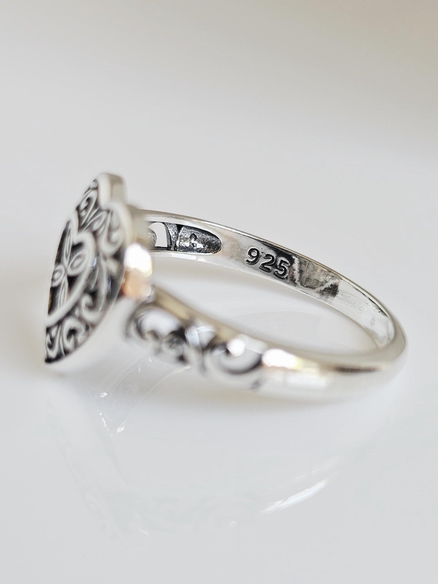 Inner Outer Love Sterling Silver | Oxidized Heart Ring for Women | Nature Inspired Vine Band
