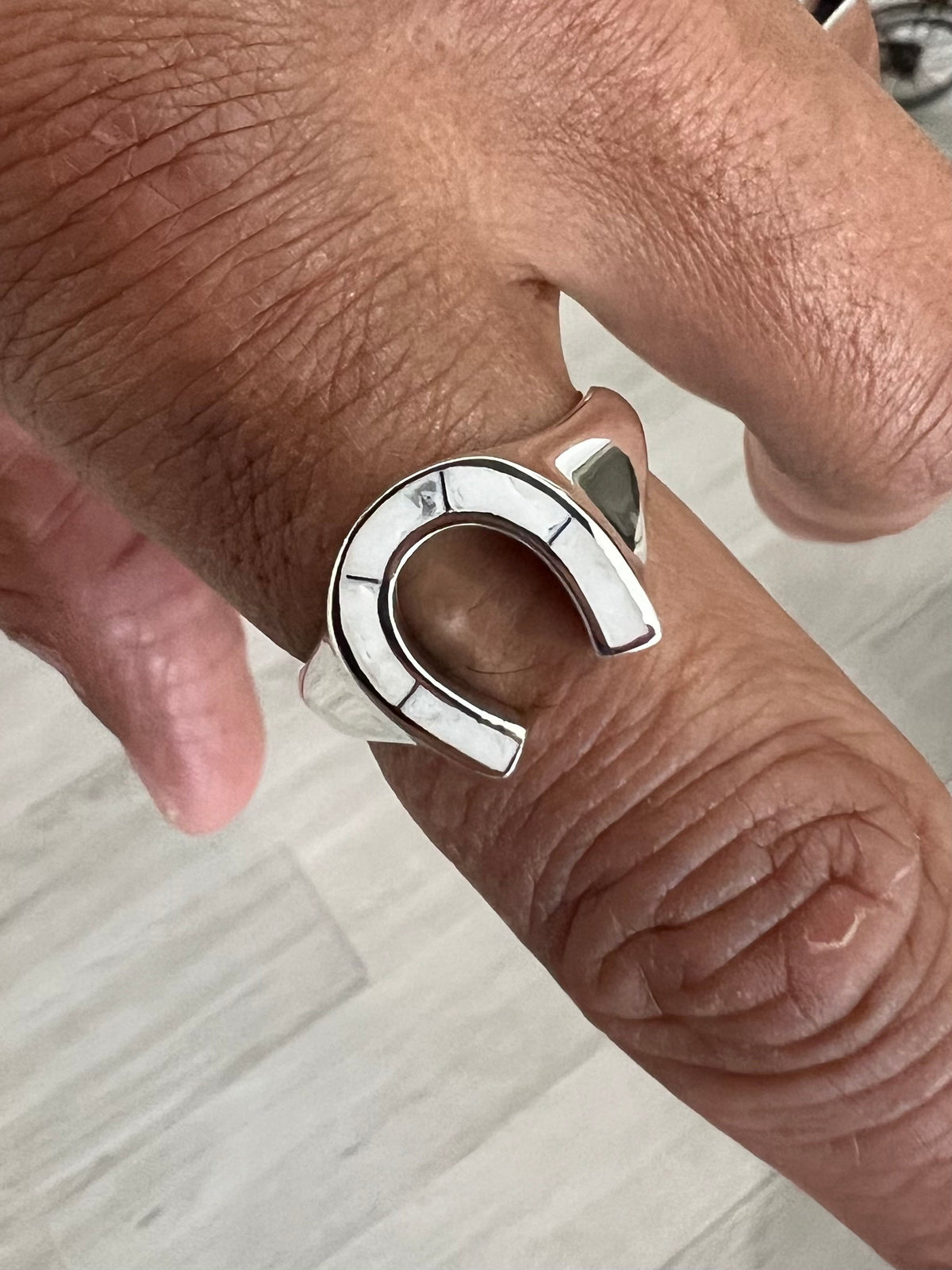 Horse Shoe White Lucky Ring