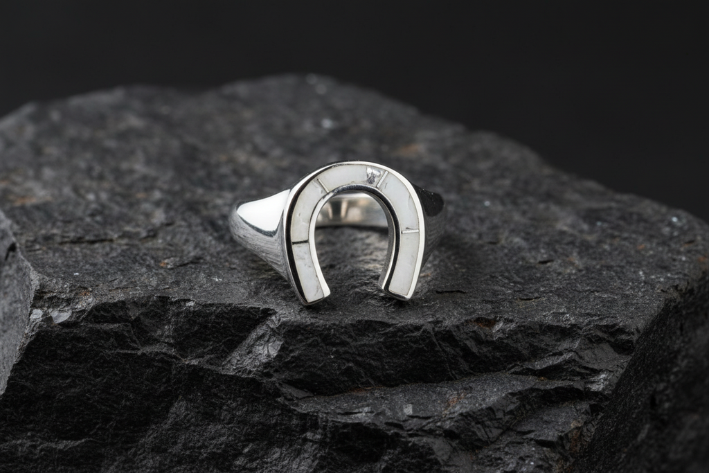 Horse Shoe White Lucky Ring