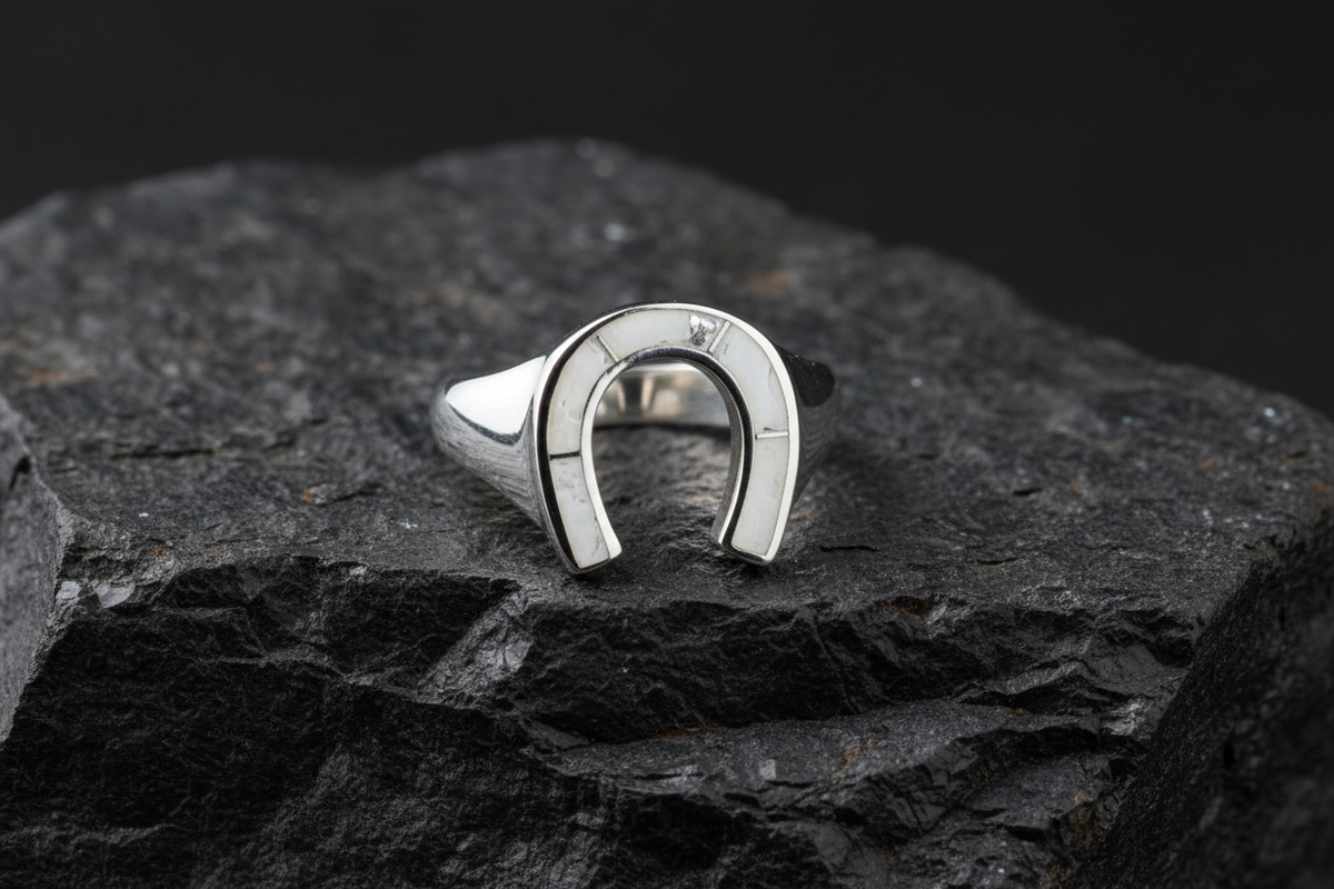 Horse Shoe White Lucky Ring