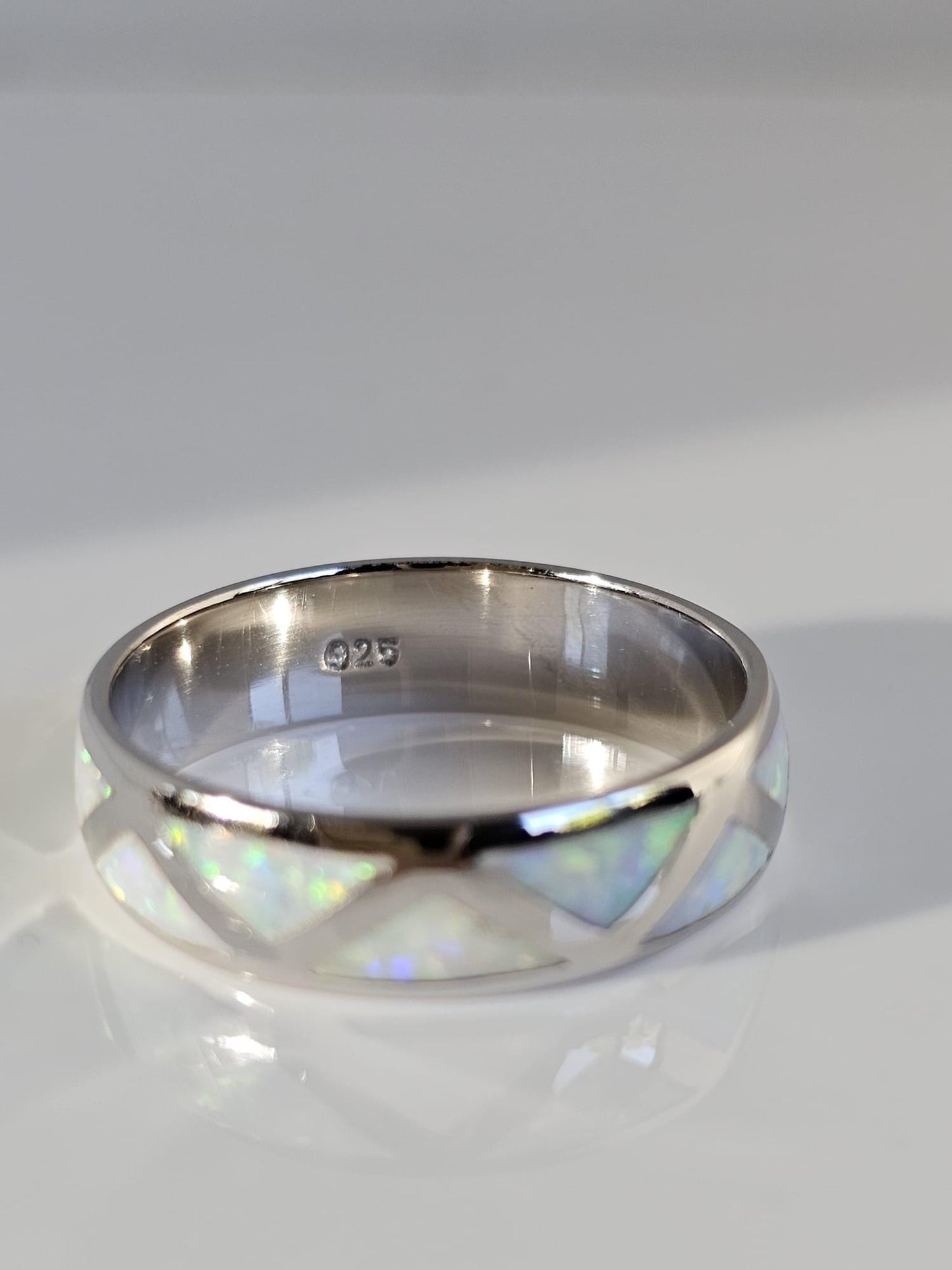 Opal Pyramid Ring: 925 Sterling Silver Mountain Top Band