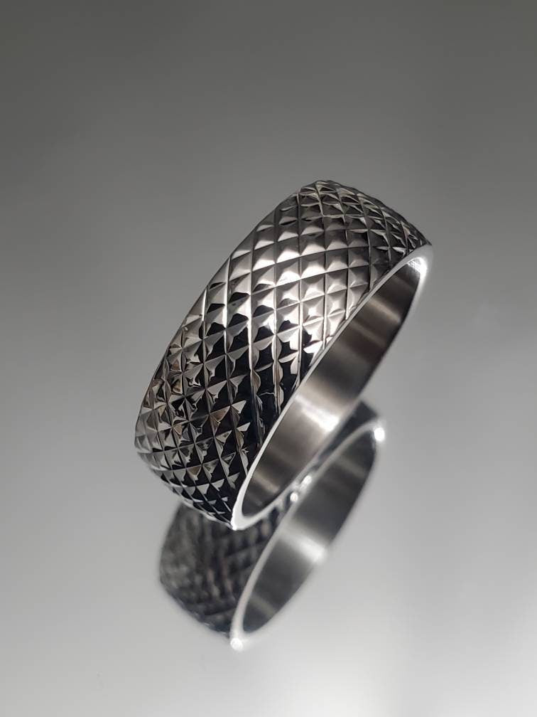 Stainless Steel 316L Men's Diamond Thread Design Ring