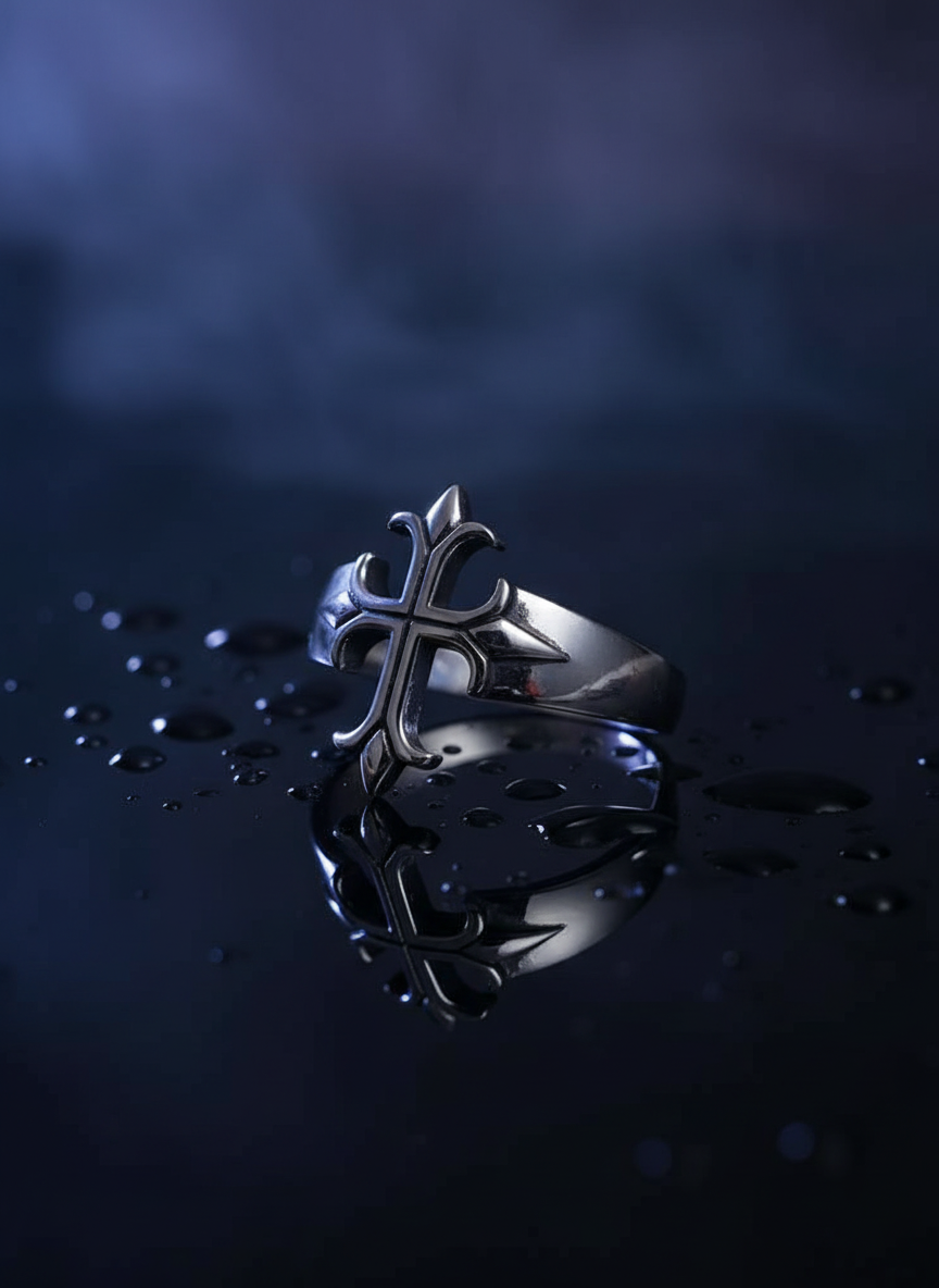 Sterling Silver Cross Ring, Cross Medieval Ring Men's Ring, Gift for Men, Biker's Ring