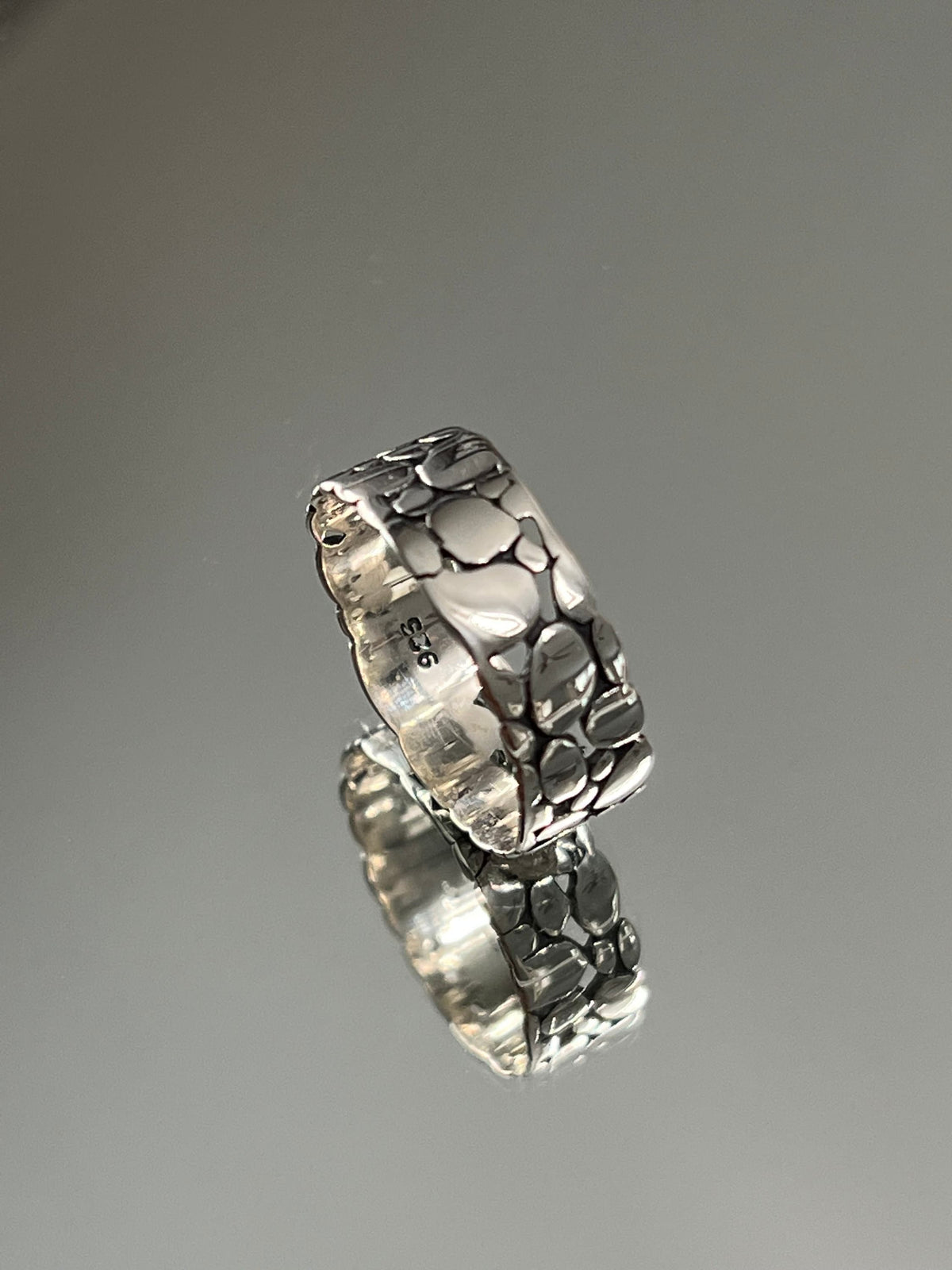 Stonework Men's Wedding Ring – Sterling Silver