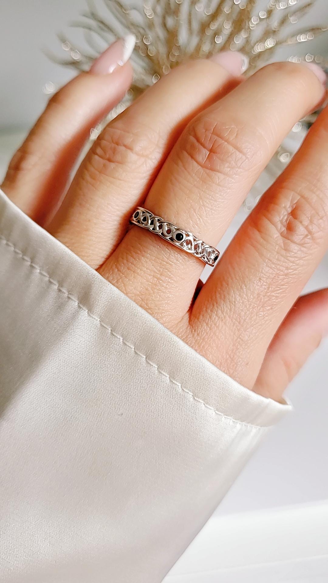 Sterling Silver Celtic Onyx Ring Braided Thumb Band | 925 Stamped | High Polish Finish