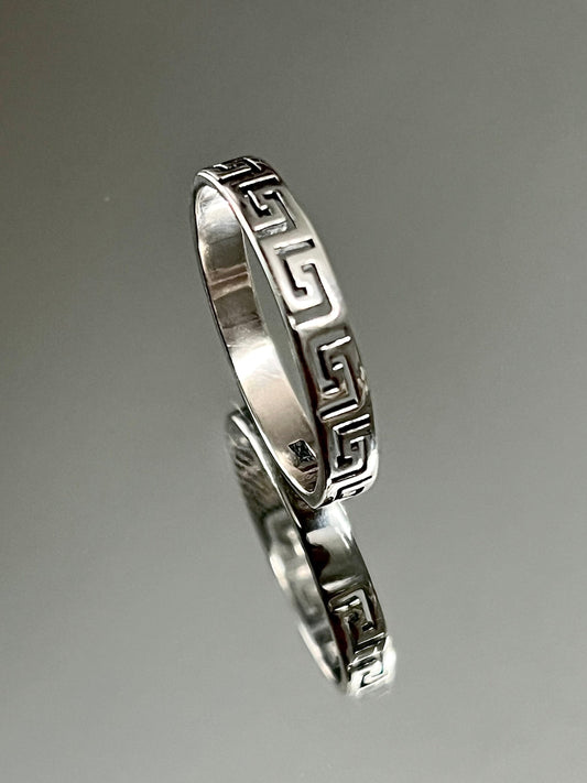 Sterling Silver Men's Ring, Durable Mens Band, Greek design Band, Wedding Statement Ring, Gift for him/her, Unisex