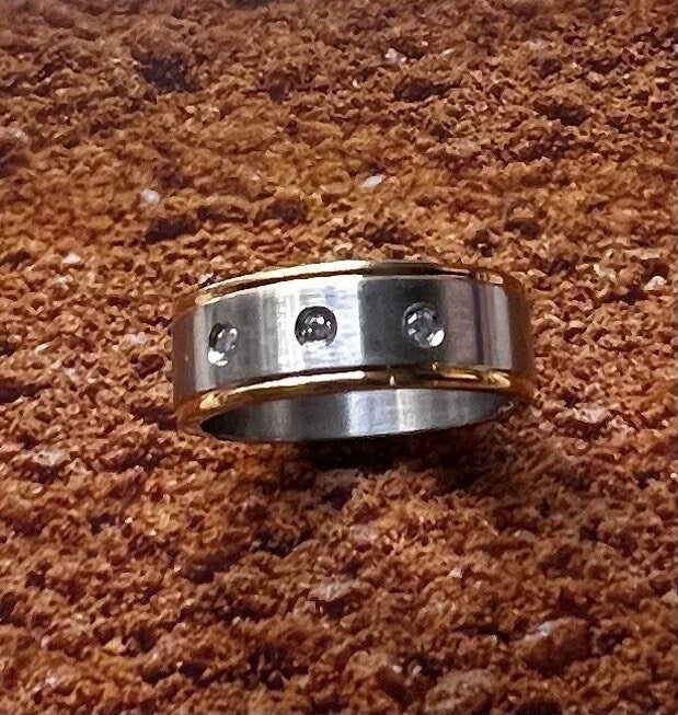 Three Diamond Masculine Wedding Ring