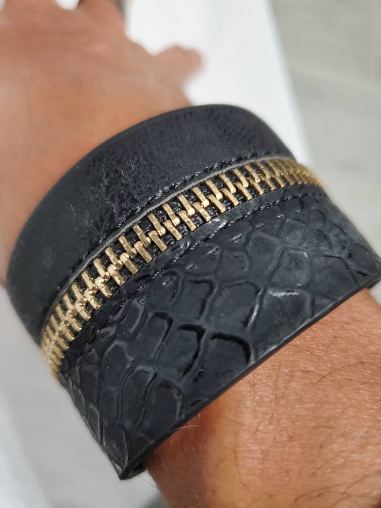 Handmade Leather Bracelet Zipper Design