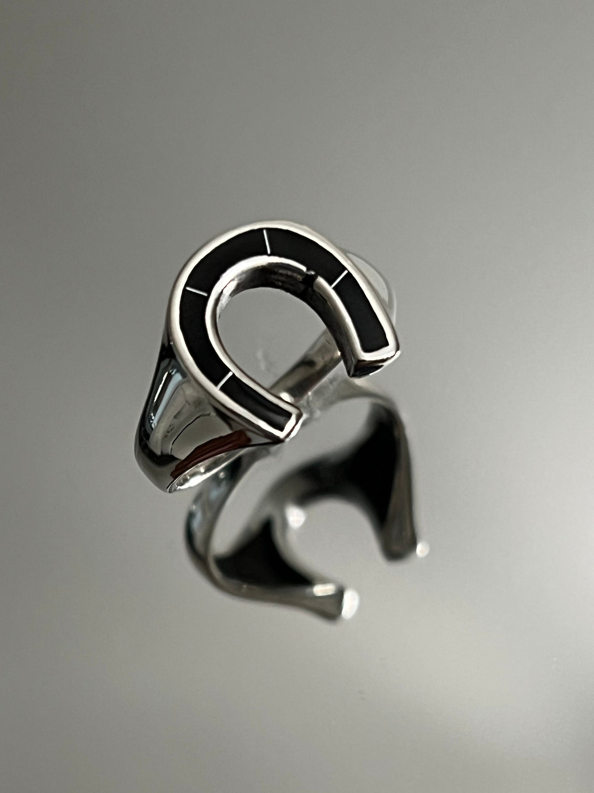 Horse Shoe Ring Black Obsidian