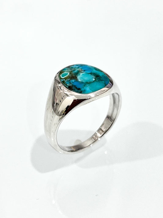 Round Turquoise Men's Ring