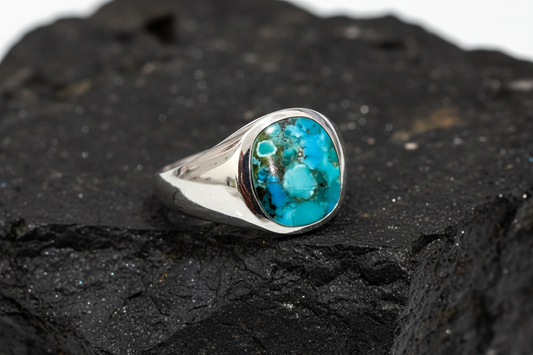 Round Turquoise Men's Ring