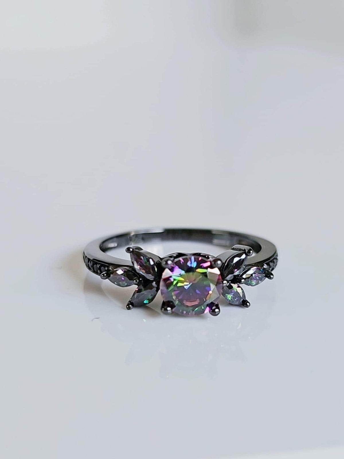 Night Flower Cubic Zirconia Ring – Sterling Silver