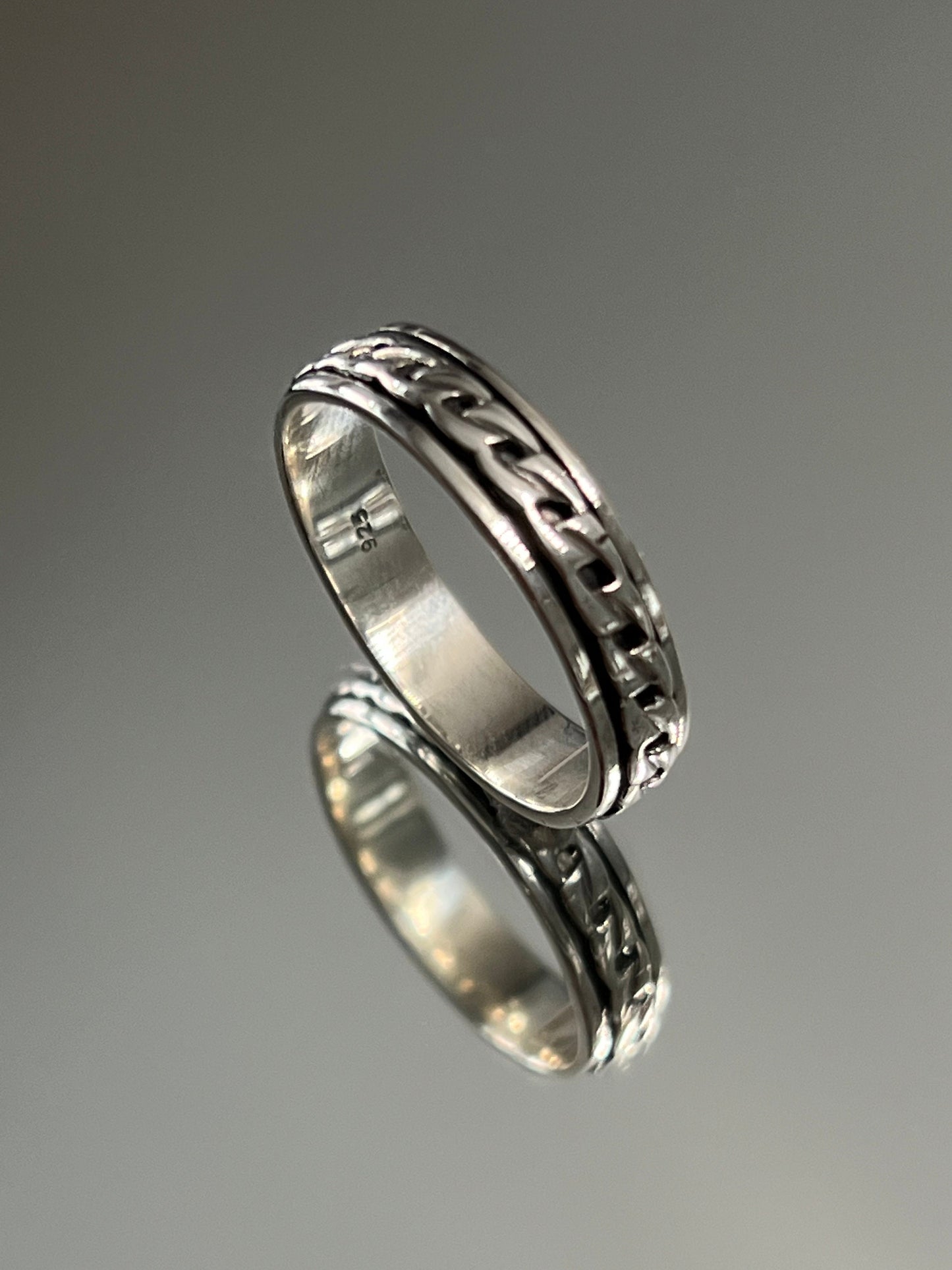 Sterling Silver Cuban Link Ring: Unisex Chain Band, 5mm