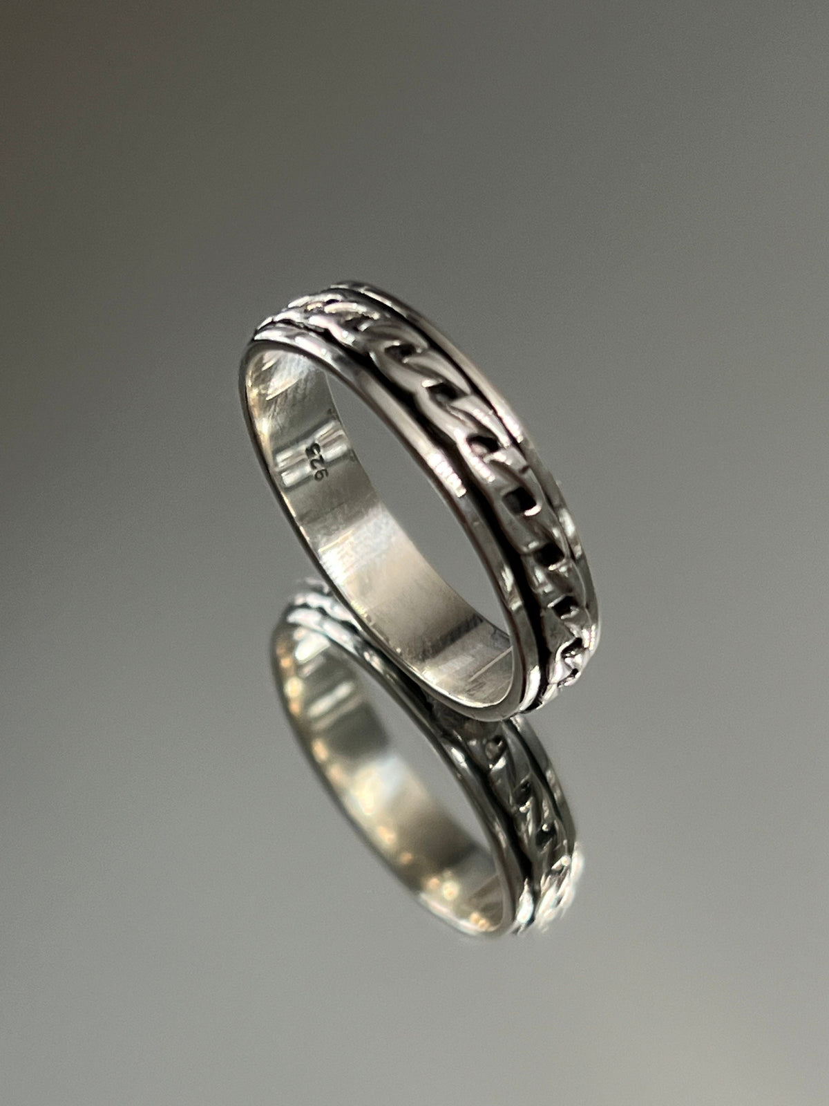 Unisex Cuban Link Ring – Sterling Silver with 5mm Band Width